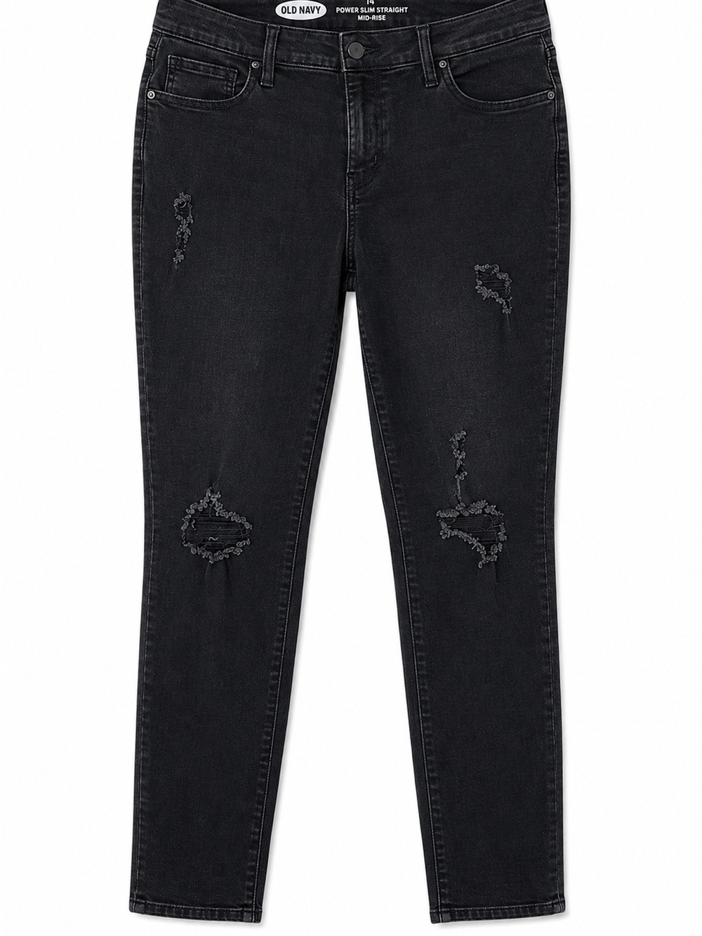 Old Navy Women’s Size 14 Black Distressed Skinny Jeans Stretch Denim